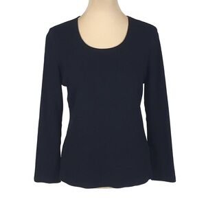 Karen Scott Black Long Sleeve T-shirt, Petite Large